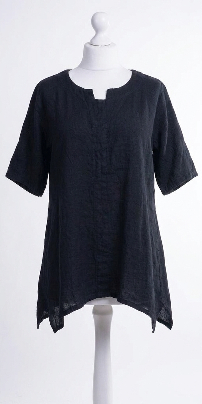 NEW GIGI MODA tanya linen tunic top in black